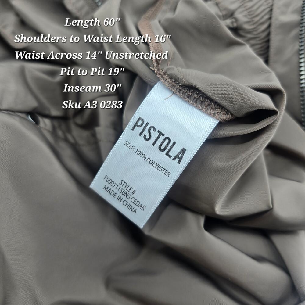 Pistola Becca Utility Jumpsuit Small Smokey Brown Cargo Minimalist Zip Front - Picture 6 of 6